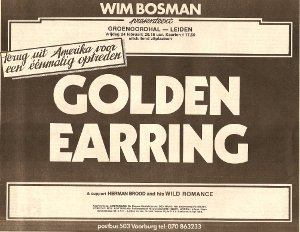 Muziekkrant Oor magazine 3 Golden Earring show ad for February 24, 1978 Leiden - Groenoordhal show